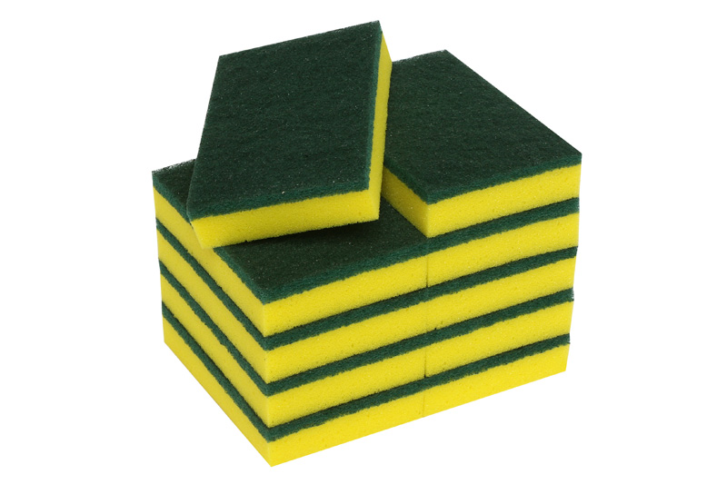 Edco Sponge Scour 15cm x 10cm Green and Yellow 10/Pk