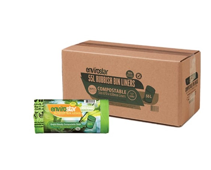 Envirostar Compostable Garbage Bags 55L 30/Roll Ctn  300