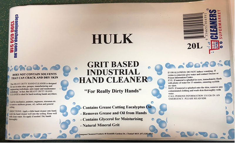 The Hulk Grit Based Mechanics and Workshop Hand Cleaner 