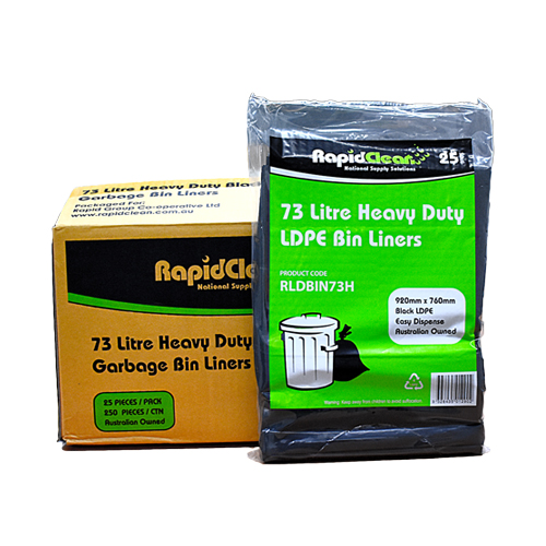 Rapid Clean Heavy Duty Garbage Bags - 73L Black