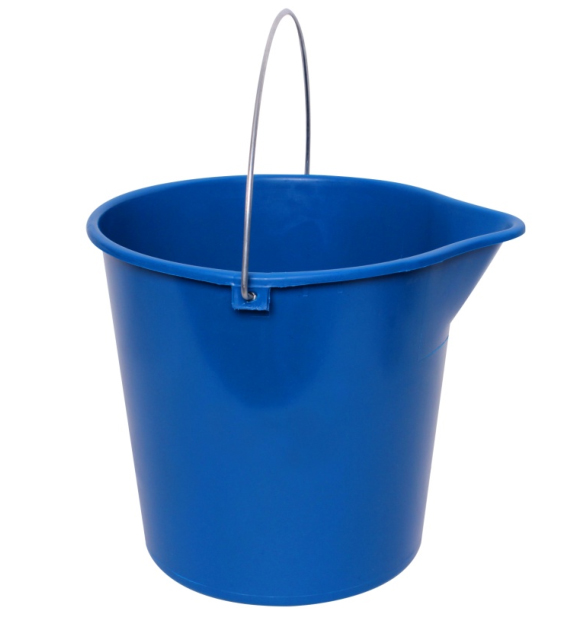 10L Round Plastic Bucket with Wire Handle - Blue
