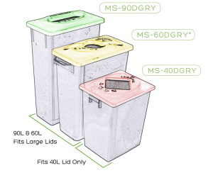 Multisort Recycling Bins 40L, 60L and 90L