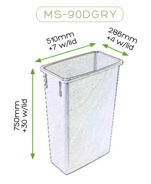 Multisort Recycling Bins 90L Dimensions