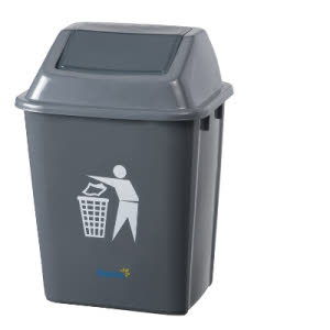 Size: 20L Plastic Flip Bin Grey
