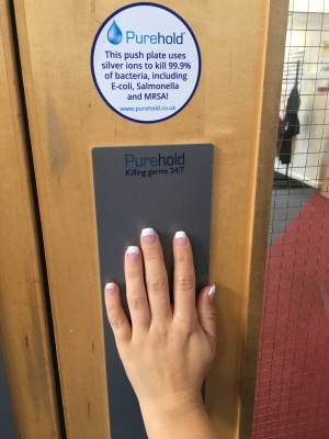 Purehold Push Antibacterial Door Push Plate in Use