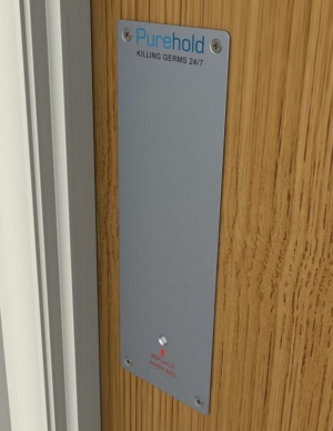 Purehold Push Antibacterial Door Push Plate in Use
