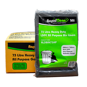 Rapid Clean Garbage Bag Heavy Duty All Purpose 73L Black