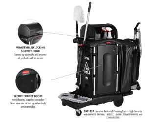 Rubbermaid Executive Janitorial Cleaning Cart 1861427 - High Security