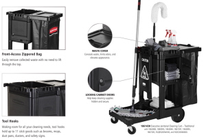 Rubbermaid Executive Traditional Janitorial Cleaning Cart - 1861430 Features
