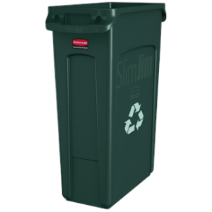 87L: Green Slim Jim Recycling Bin with Venting Channel