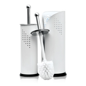 Stainless Steel Toilet Brush Set and Roll Holder Combo White