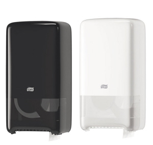 Tork Mid-size Toilet Paper Roll Dispensers Auto Shift T6 Black and White 